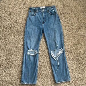 NWOT Abercrombie and fitch the ankle straight  high rise blue washed 25W